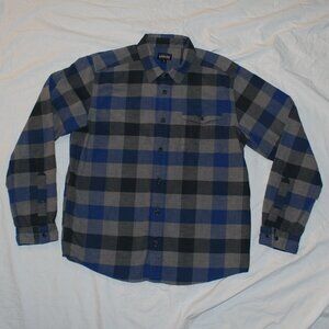 Like New Patagonia Long-Sleeved Flannel Button Down Shirt - Gray & Blue